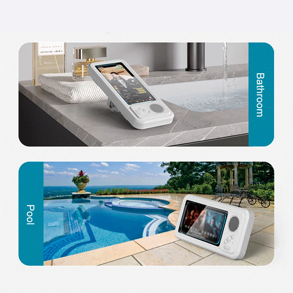 Waterproof Shower Phone Holder with Bluetooth Speaker